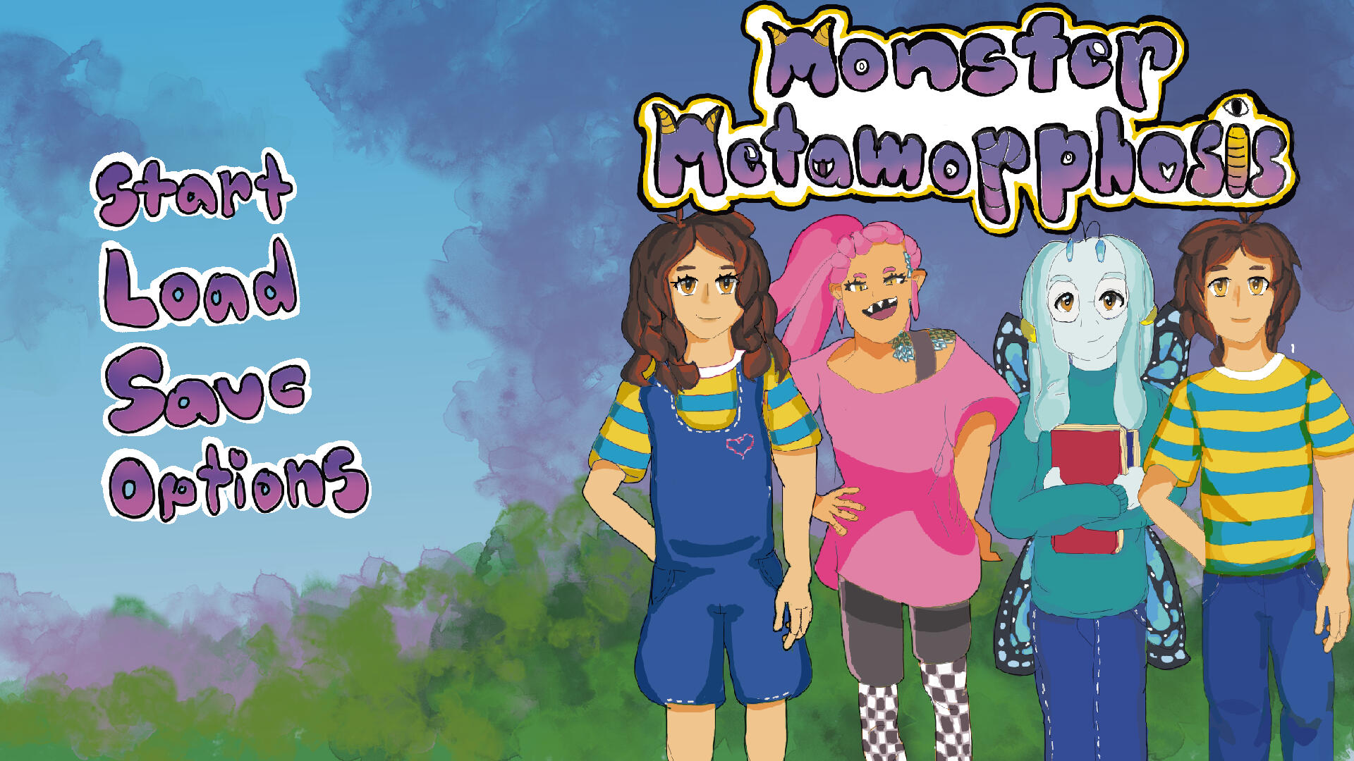 UI for a videogame Monster Metamorphosis featuring four characters